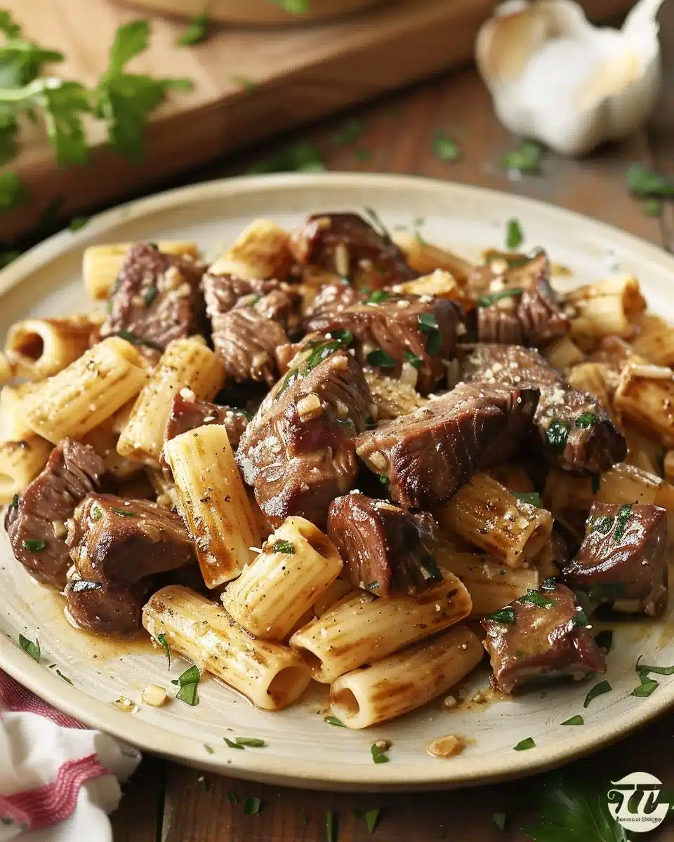 Cajun Steak Tips with Cheesy Rigatoni