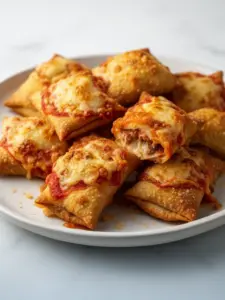 Crispy air fryer pizza rolls prepared and ready to serve