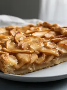 Delicious glazed apple slab pie with a golden crust and fresh apple filling