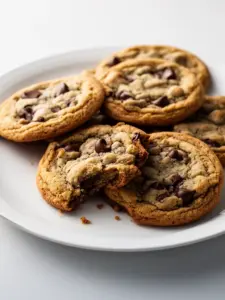 Freshly baked gooey cookies on a cooling rack, perfect for dessert lovers.