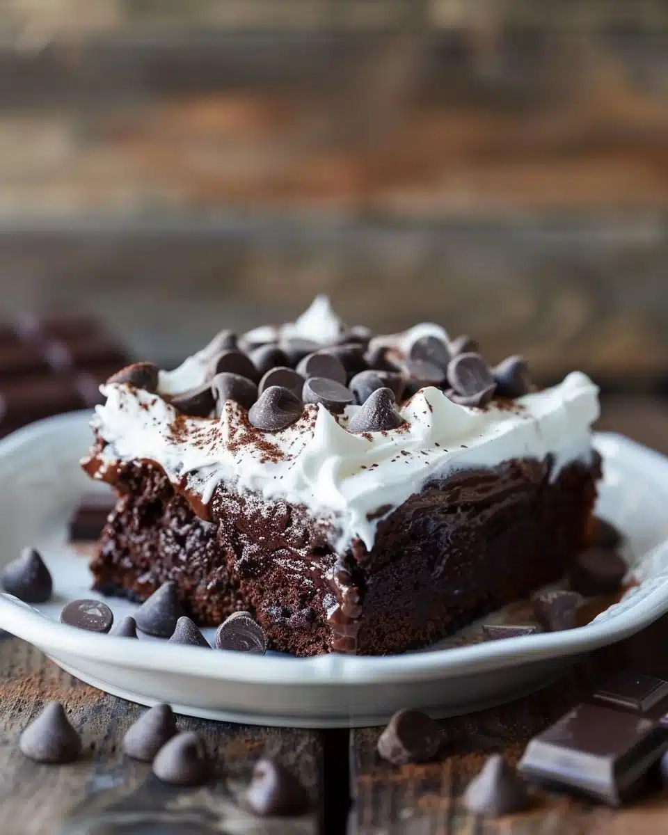 Moist Chocolate Sheet Cake with Whipped Cream and Ganache