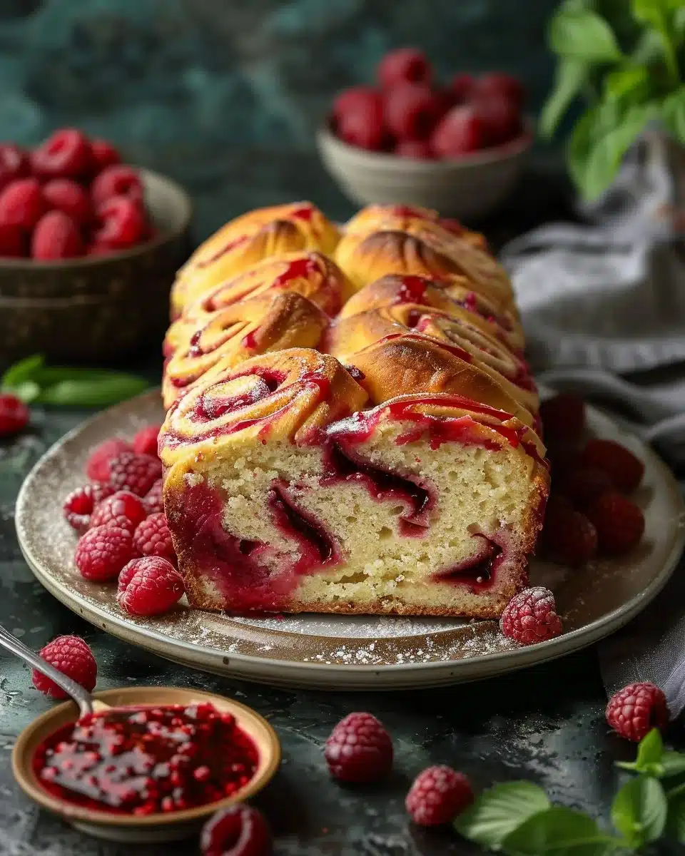 Raspberry Swirl Brioche Loaf