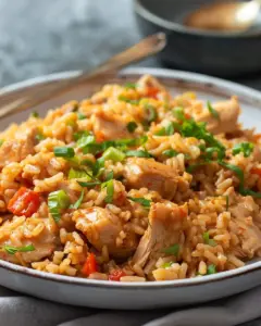 Plate of the best smothered chicken and rice recipe with savory gravy