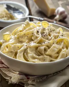 Creamy Cajun Alfredo Sauce served over pasta with spices and herbs