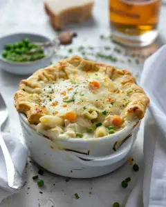 Classic Chicken Pot Pie Pasta with creamy sauce and fresh vegetables