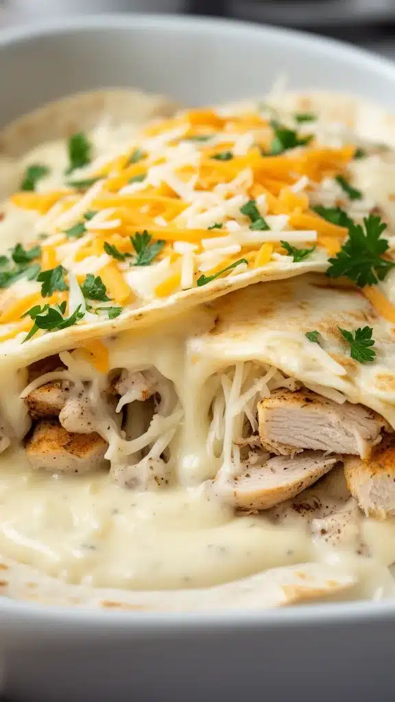 Creamy Cheesy Chicken Alfredo Wraps Delight