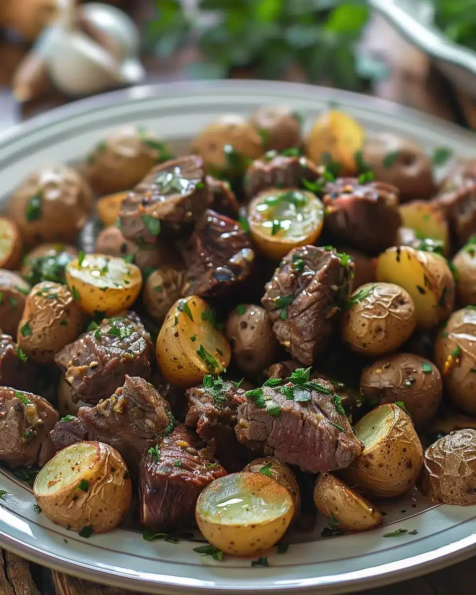 Garlic Steak Bites and Potatoes