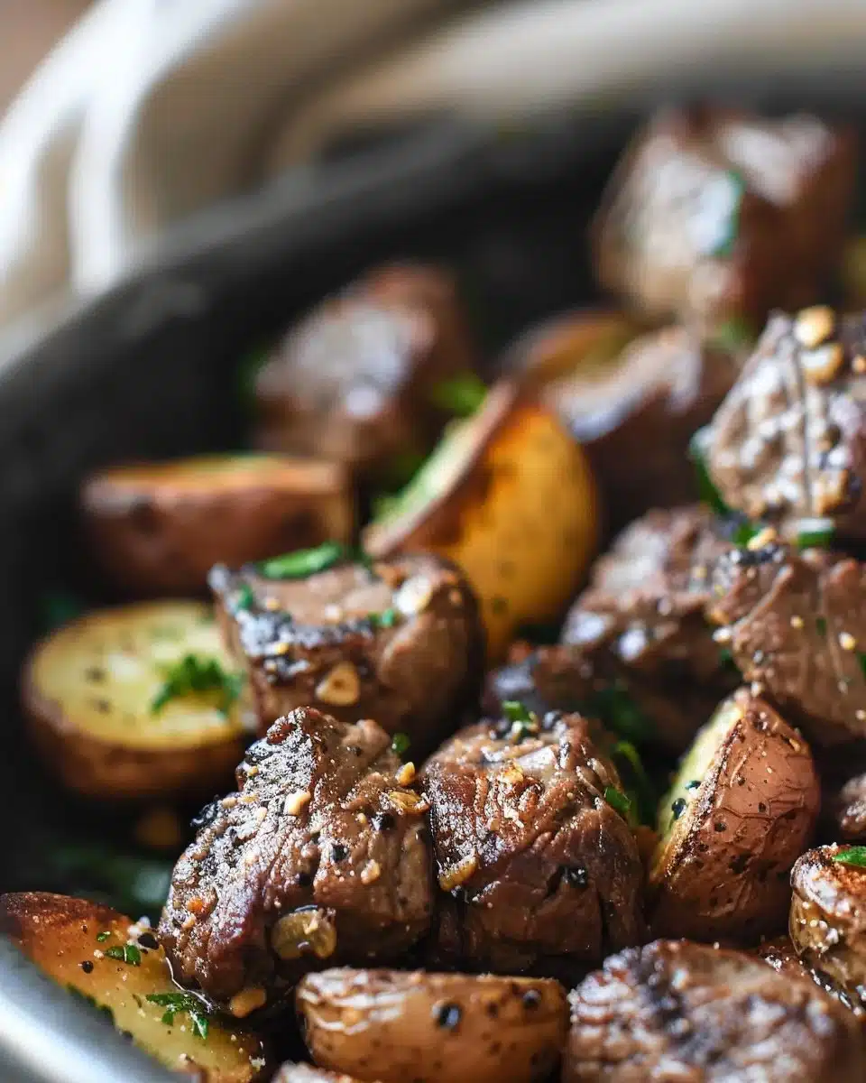 Garlic Steak Bites and Potatoes