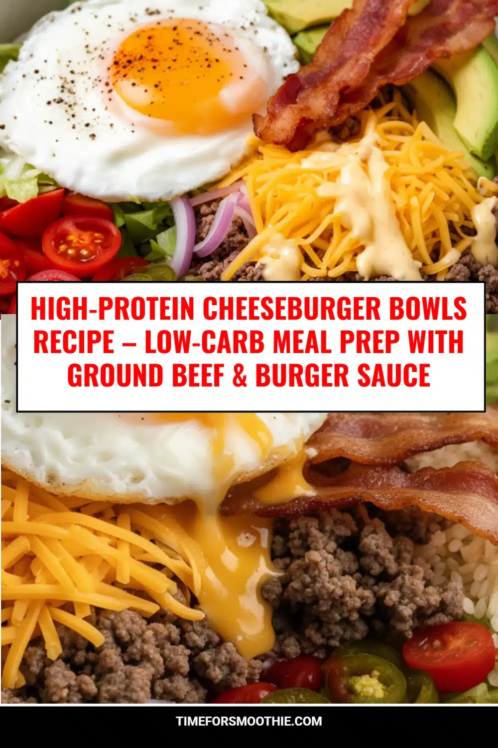 High-Protein Cheeseburger Bowls Recipe – Low-Carb Meal Prep with Ground Beef & Burger Sauce