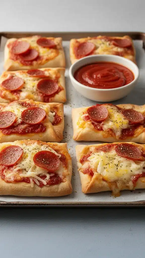 High Protein Pepperoni Pizza Rolls fresh from the oven