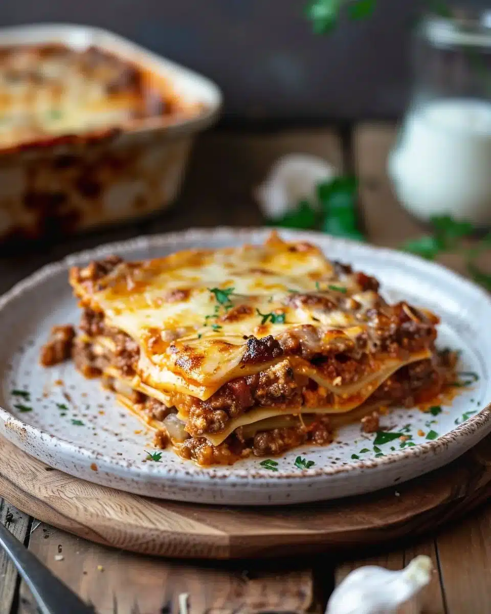 Parmesan Garlic Bacon Cheeseburger Lasagna Recipe