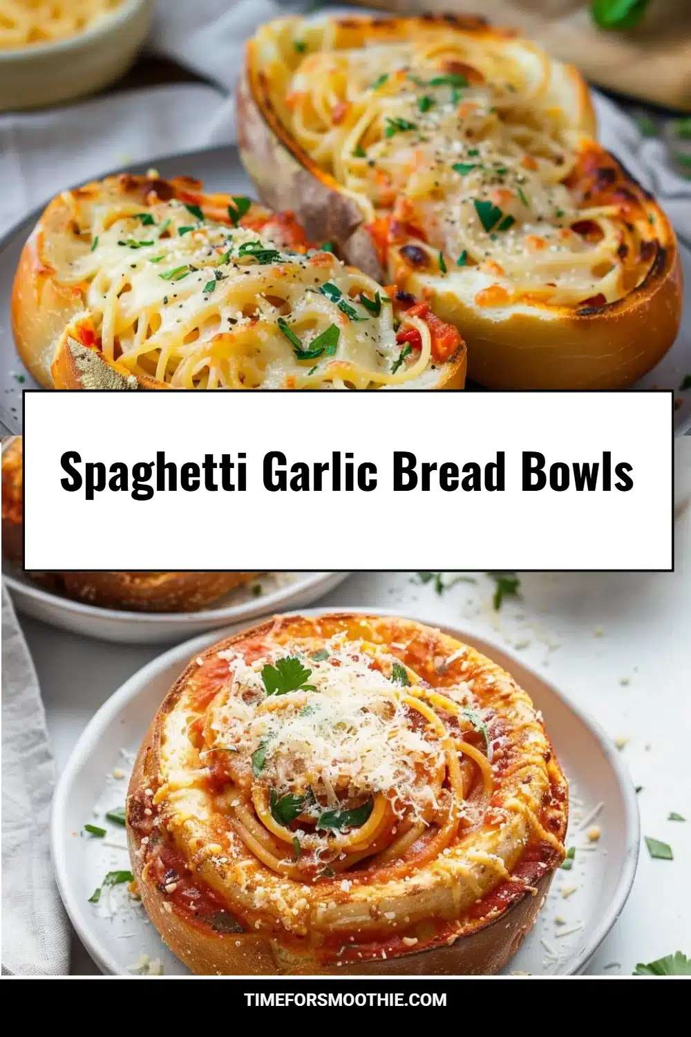 Spaghetti Garlic Bread Bowls