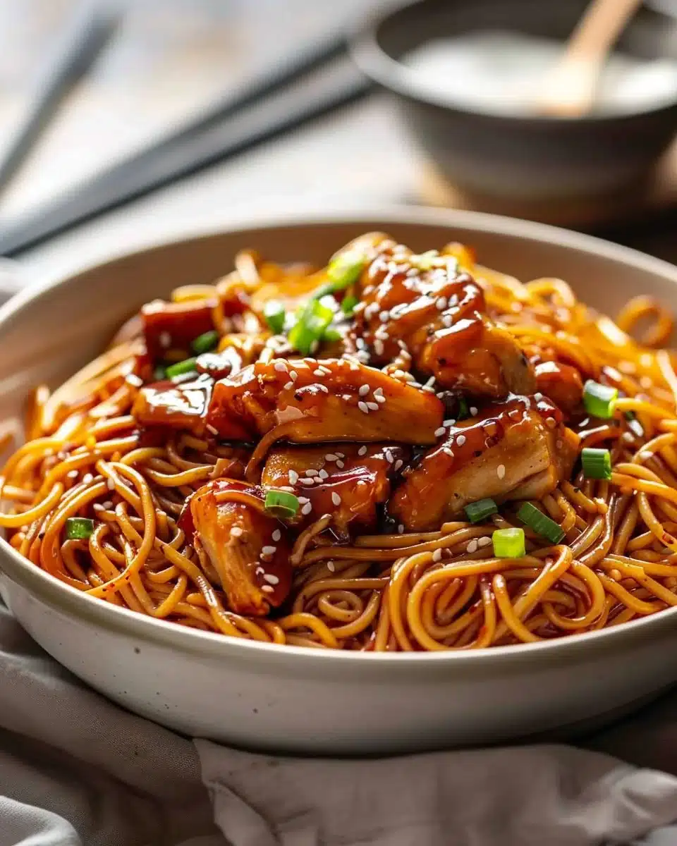 Sticky Garlic Chicken Noodles