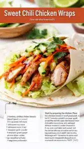 Delicious sweet chili chicken wraps served on a plate